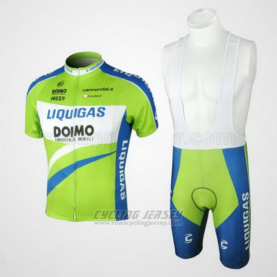 2010 Cycling Jersey Liquigas Doimo Blue and Green Short Sleeve and Bib Short